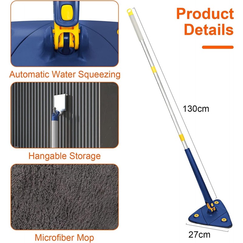 sigaer Balai de Nettoyage Triangulaire Rotatif à 360 degrés en Microfibre Multifonction pour Un Nettoyage en Profondeur de Toute