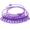 Corde à linge portable, extensible et rétractable avec 12 pinces à linge - Style extérieur - Coupe-vent - Couleur : violet -