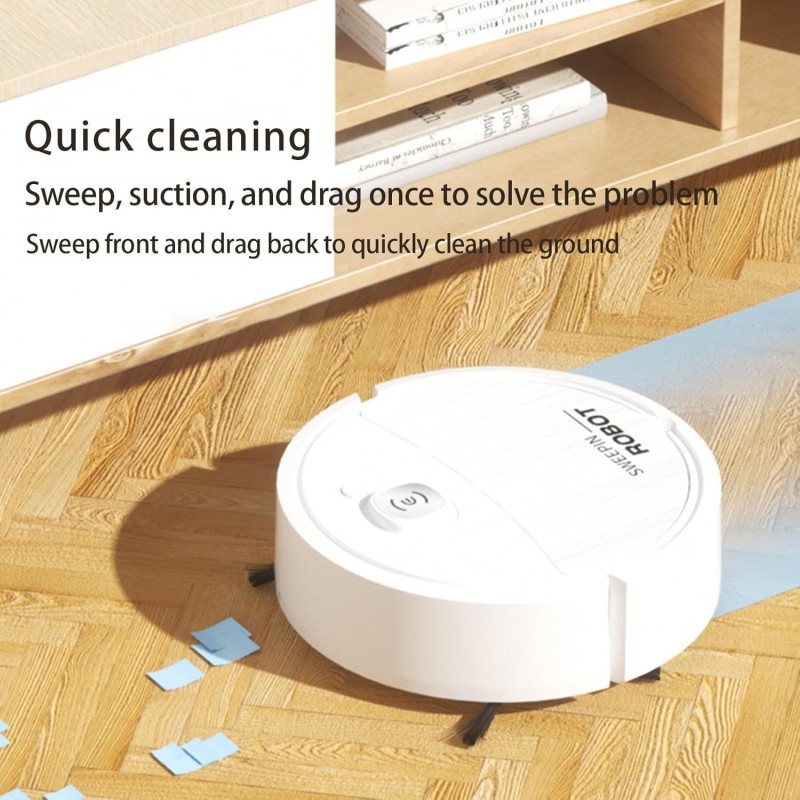 Qeepucak Robot aspirateur sans fil rechargeable avec chargement USB | Nettoyeur de sols durs pour chambre à coucher, salle à