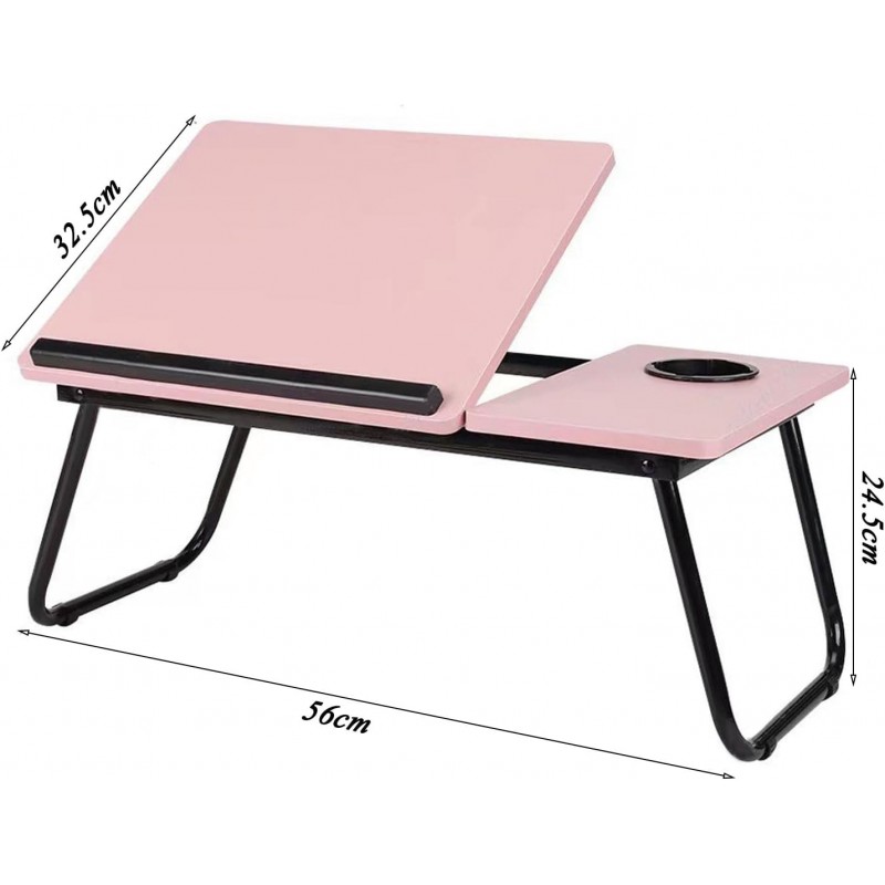 Bureau Portable pour lit, Table Pliante avec 5 Angles réglables, Support pour Ordinateur avec Porte-gobelet, Bureau de lit pour