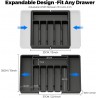 HIYAA Plateau à ustensiles extensible pour tiroir, couverts, organisateur de tiroir de cuisine, support de rangement en