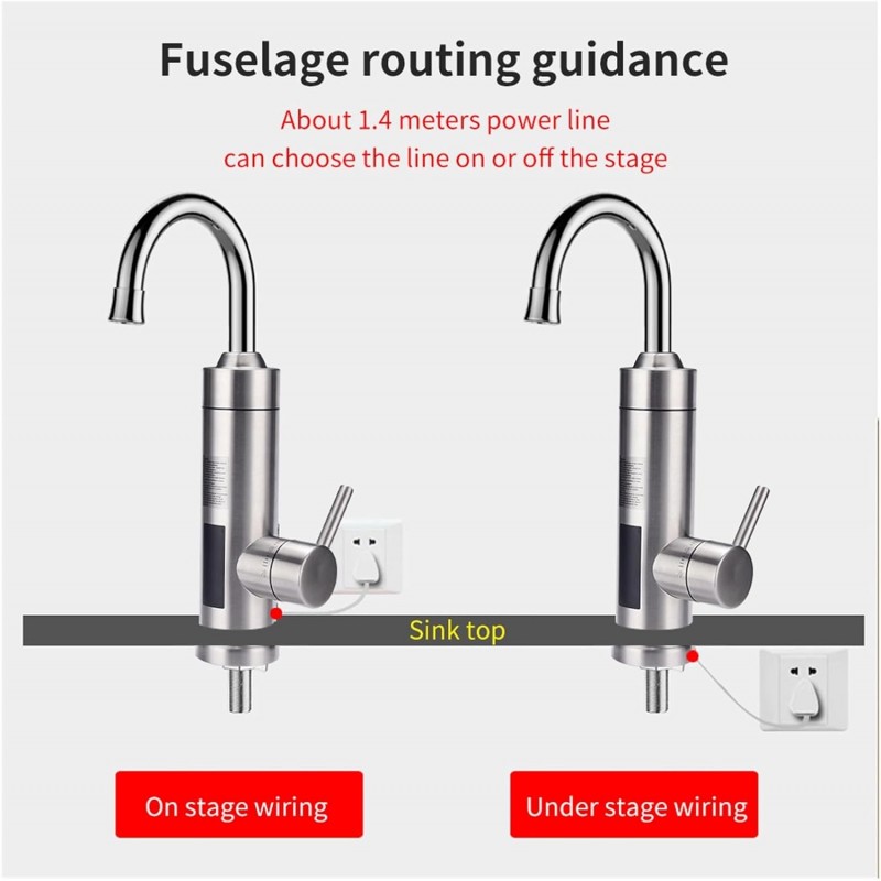 KOZWAY Robinet d'eau instantané sans réservoir, Chauffe-Eau Instantané Eau, Chauffe-Eau Instantané Robinet Robinet, Cuisine Eau