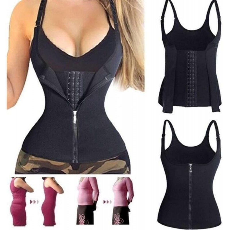 Generic Femmes Taille Formateur Corset Fermeture éclair Gilet Corps Shaper Ventre contrôle Sport Corps Shaper avec Bretelles