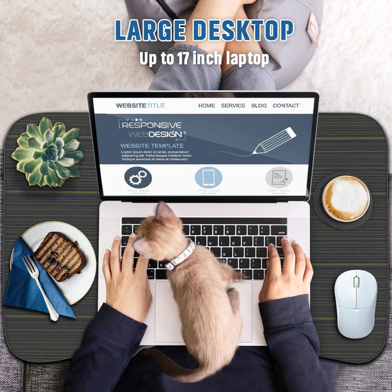 Zapuno Foldable Laptop Bed Table Multi-Function Lap Serving Tray Dining Table with Storage Drawer and Water Bottle Holder, Slot