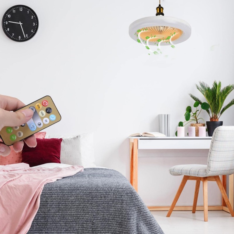LED Ceiling Fan With Lights, 30W Flush Ceiling Fan Lamp With Remote Control, Electric Ceiling Fan 3-Color 3 Levels Wind Speeds,
