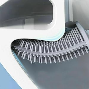 Tête de brosse en silicone pour nettoyer un rebord de cuvette de toilettes