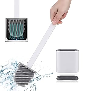 Brosse WC en silicone blanc et support ventilé