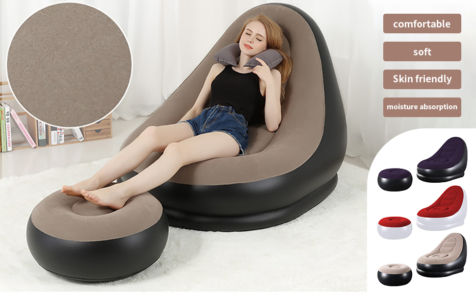 Chaise longue gonflable avec pompe à air domestique